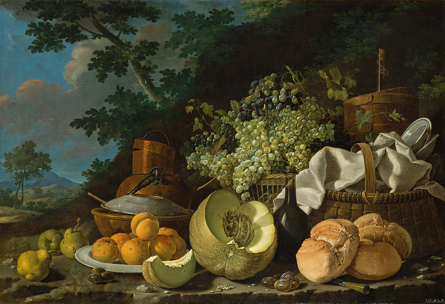 Bread Painting - The Afternoon Meal by Luis Melendez