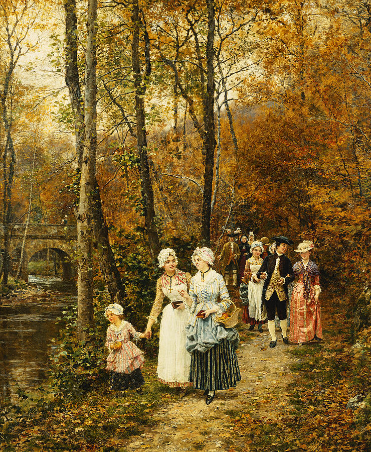 The Afternoon Stroll Painting by Marie Francois Firmin Girard