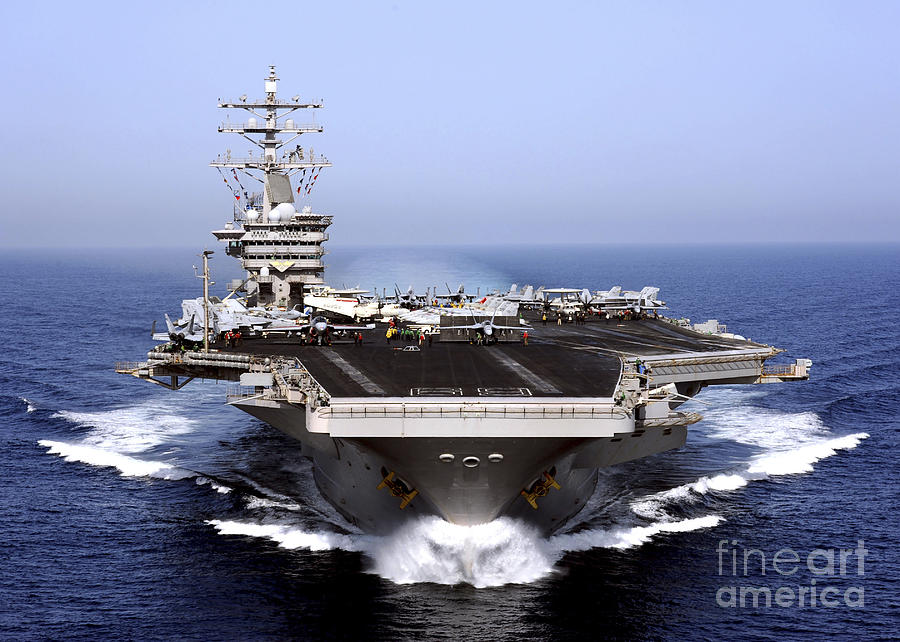Boat Photograph - The Aircraft Carrier Uss Dwight D by Stocktrek Images