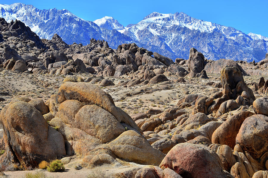 The Alabama Hills Frame the Eastern Sierra Mountains Photograph by Ray Mathis