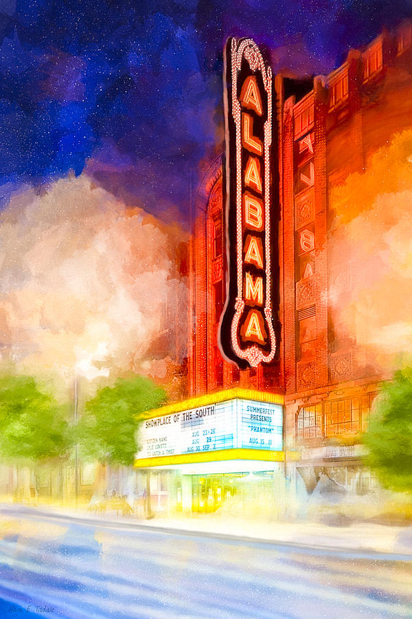The Alabama Theatre By Night Mixed Media by Mark Tisdale