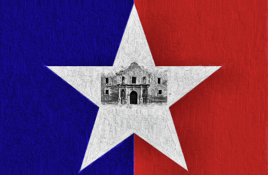 The Alamo and San Antonio City Flag Digital Art by JC Findley