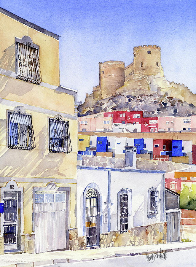 The Alcazaba from La Chanca Almeria Painting by Margaret Merry