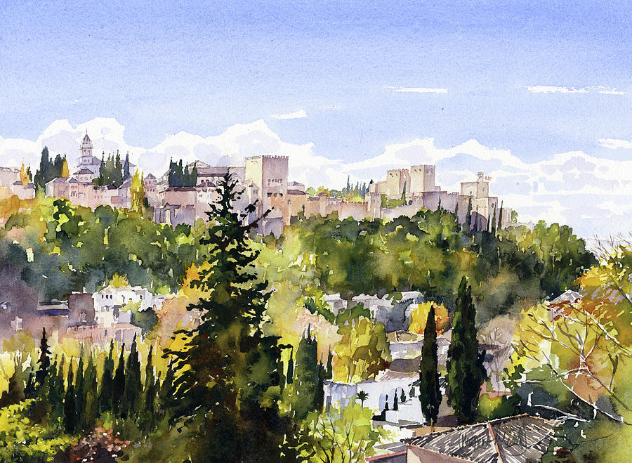 The Alhambra From Sacromonte Painting by Margaret Merry