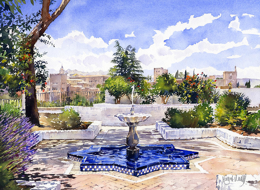 The Alhambra From The Mezquita In Granada Painting