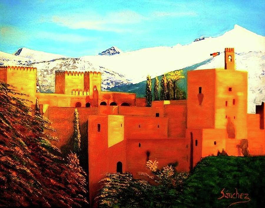 Spanish Castle Painting - The Alhambra of Granada by Manuel Sanchez