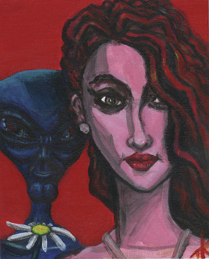 The alien brings a flower each day Painting by Similar Alien