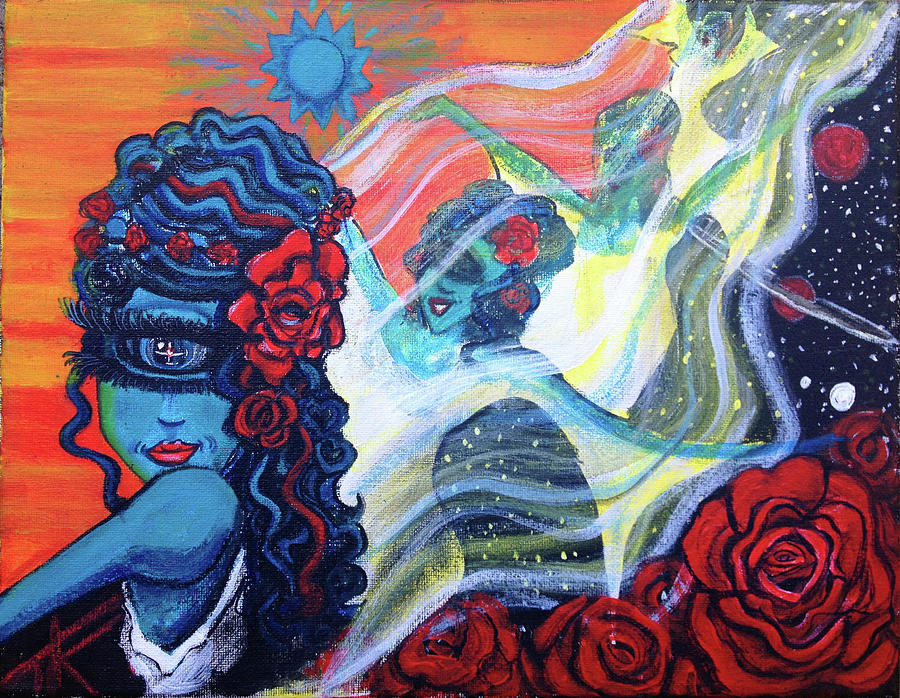 The Alien Scarlet Begonias Painting by Similar Alien