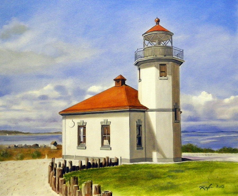 Lighthouse Painting - The Alki Point Light by RB McGrath