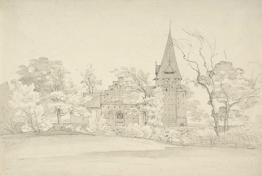 The Aller Church in Sonderjyllands Amt Drawing by Johan Christian Dahl