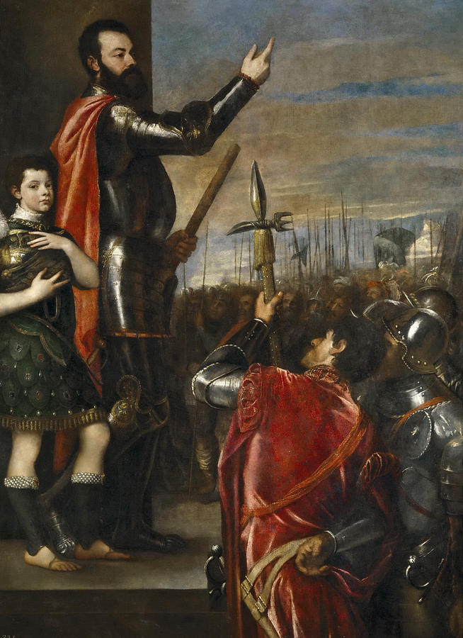 The Allocution of the Marquis del Vasto to his Troops Painting by Titian