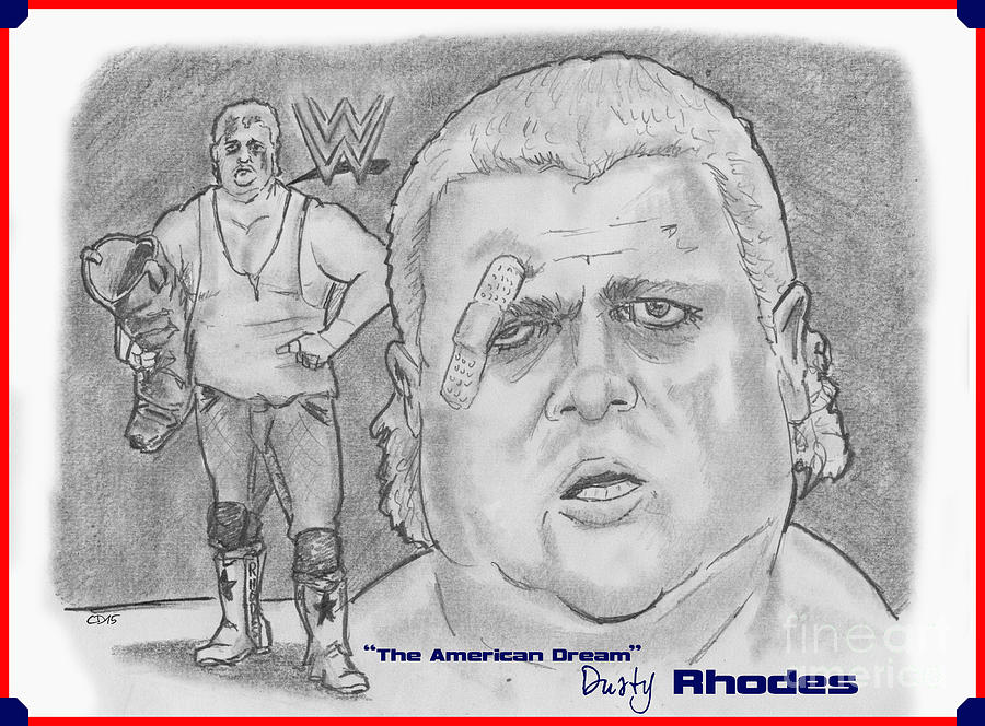 The American Dream Dusty Rhodes Drawing by Chris DelVecchio