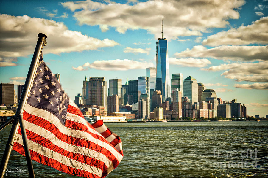 The American Flag And Freedom Tower Photograph