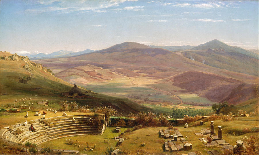 Worthington Whittredge Painting - The Amphitheatre of Tusculum and Albano Mountains. Rome by Worthington Whittredge