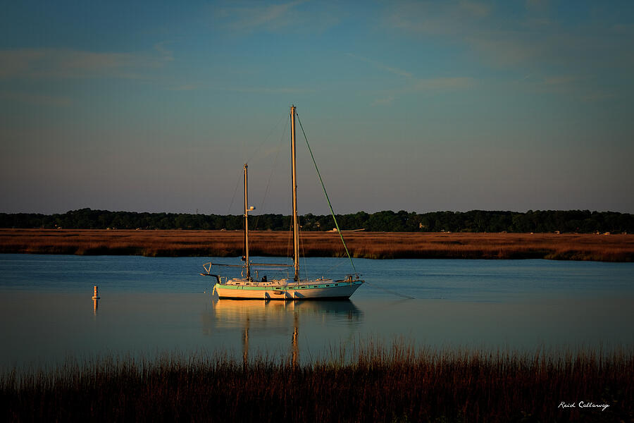 Beaufort SC The Anchor Holds Sunset Reflections Seascape Sailboat Art  Photograph by Reid Callaway