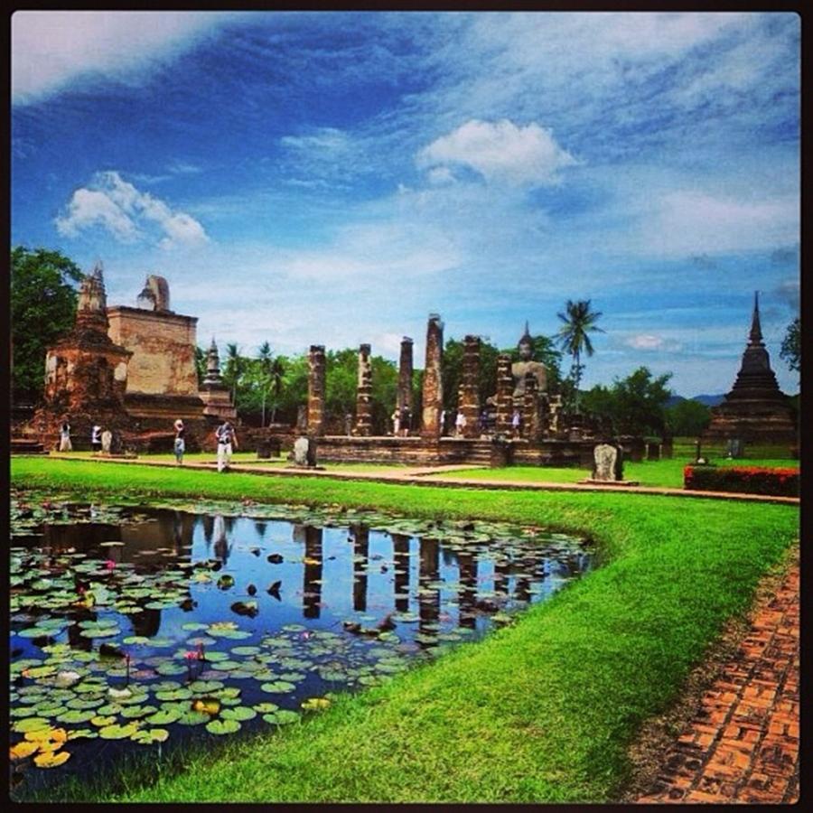 Scenery Photograph - The Ancient City Of Sukothai. Thailand by Mark Nowoslawski