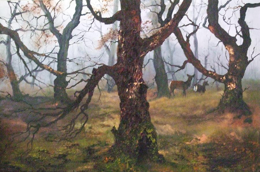 The Ancient Oak and Birch Forest Painting by Jean Walker