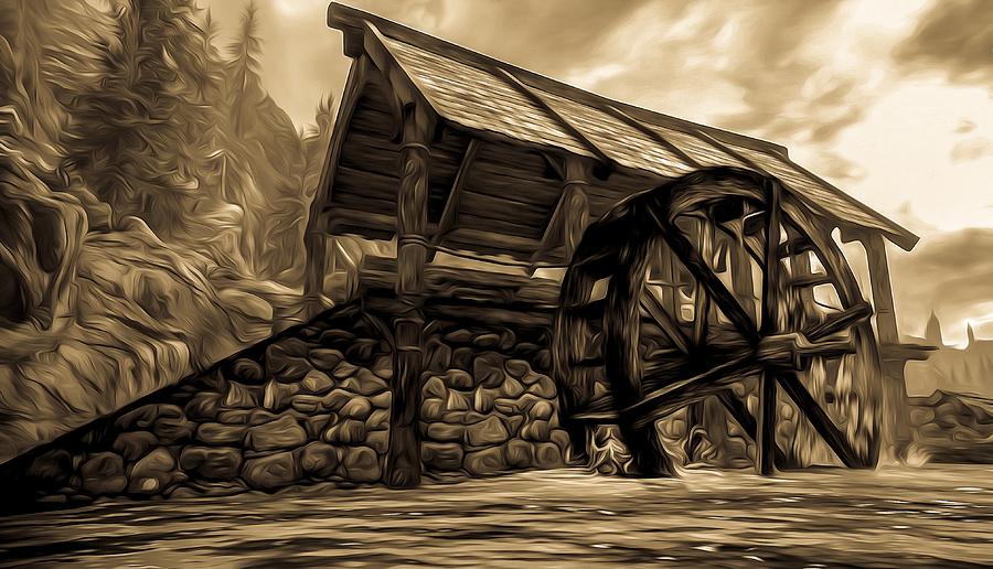 The Ancient Watermill  Digital Art by AM FineArtPrints