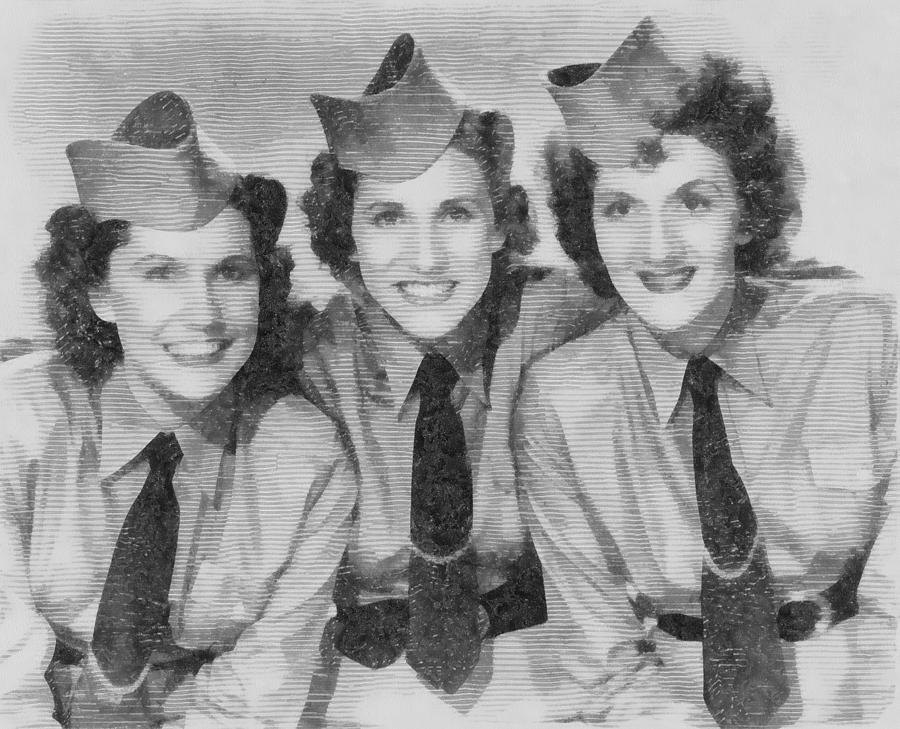 Vintage Drawing - The Andrews Sisters by Esoterica Art Agency
