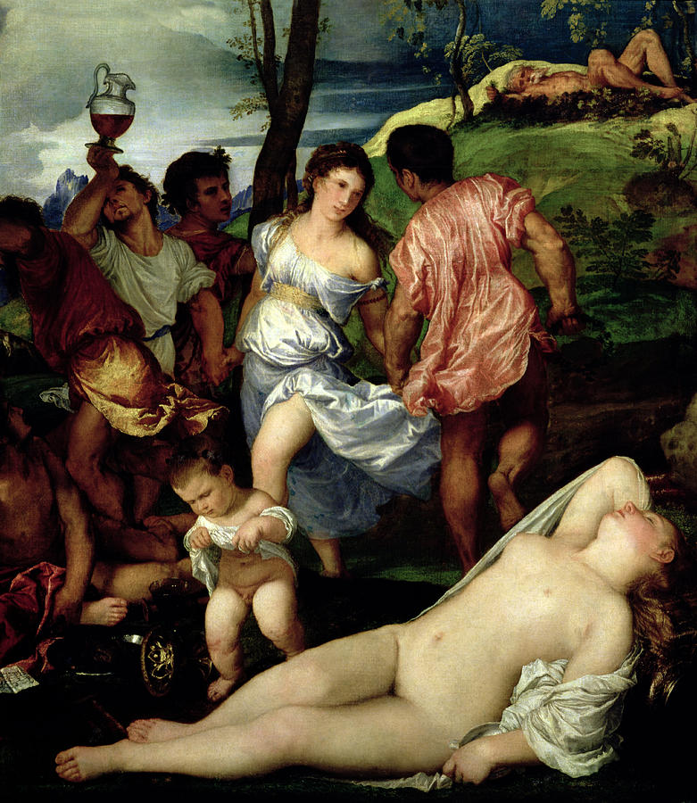 Titian Painting - The Andrians by Titian