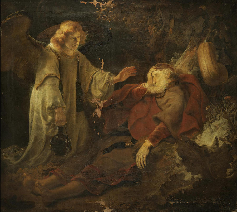 The Angel appearing to Elijah Painting by Ferdinand Bol