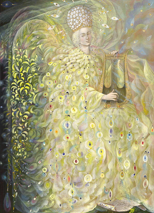 Feather Painting - The Angel of Wisdom by Annael Anelia Pavlova