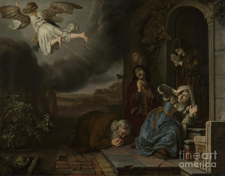The Angel Taking Leave of Tobit and His Family Painting by Celestial Images
