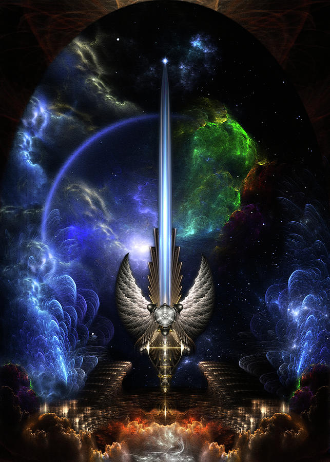 The Angel Wing Sword Of Arkledious Space Fractal Art Composition Digital Art by Rolando Burbon