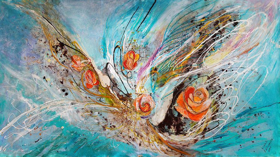 The Angel Wings #10. The five roses Painting by Elena Kotliarker