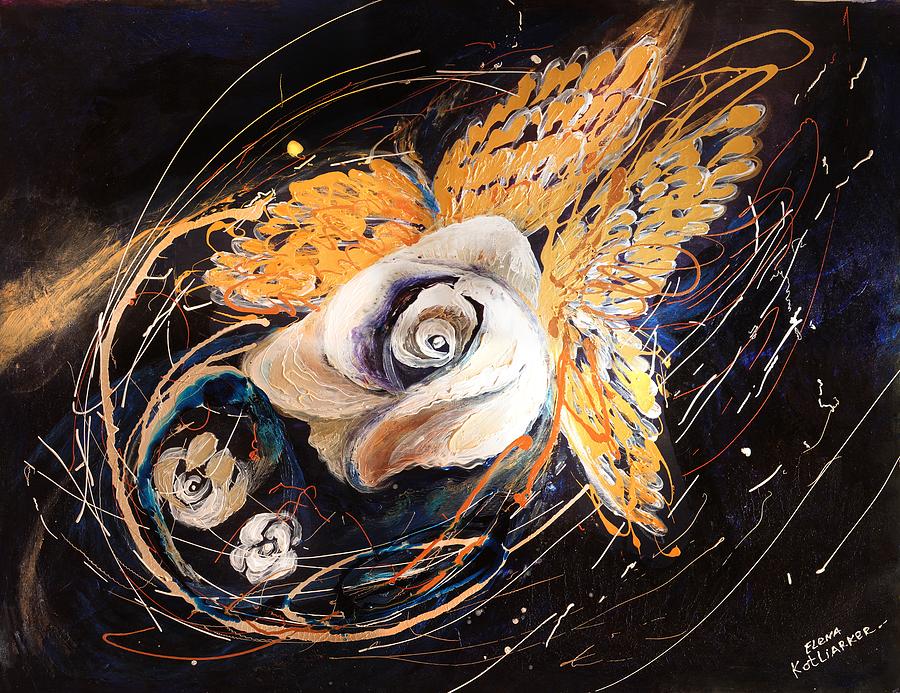 The Angel Wings #3 The White and Gold Painting by Elena Kotliarker