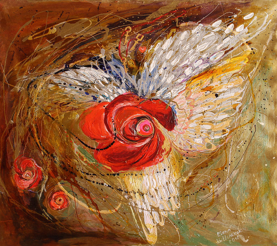 The Angel Wings #7. Mistery of Three Keys Painting by Elena Kotliarker