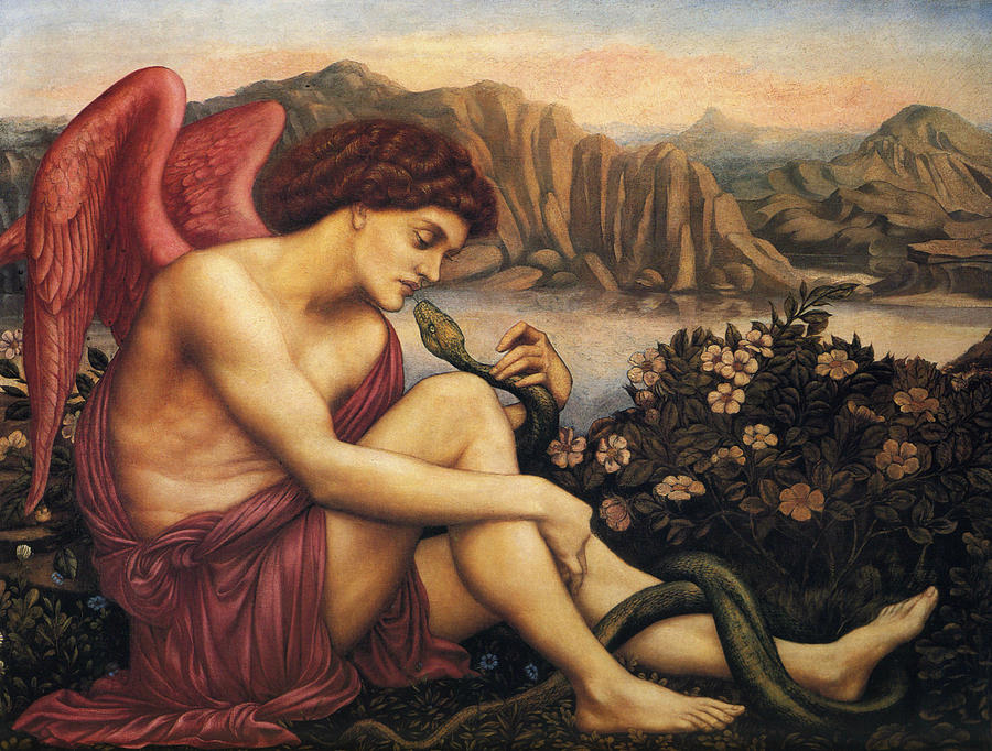 The Angel with the Serpent Painting by Evelyn De Morgan