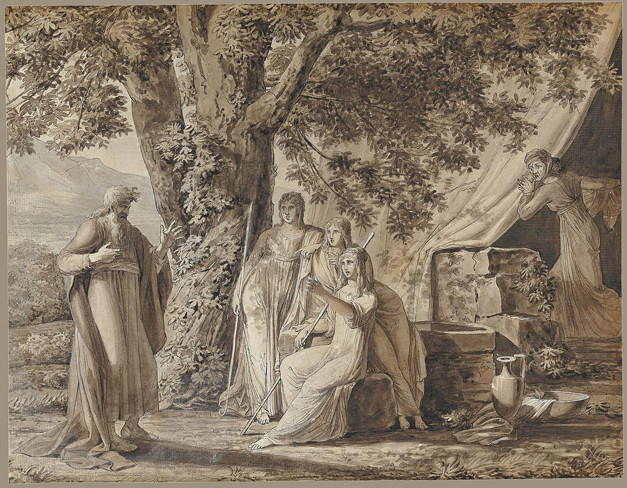 The Angels Appearing to Abraham Drawing by Louis Gauffier