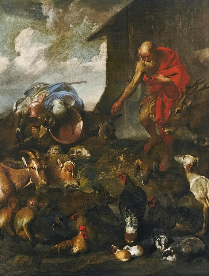 The Animals entering Noahs Ark Painting by Giovanni Benedetto Castiglione