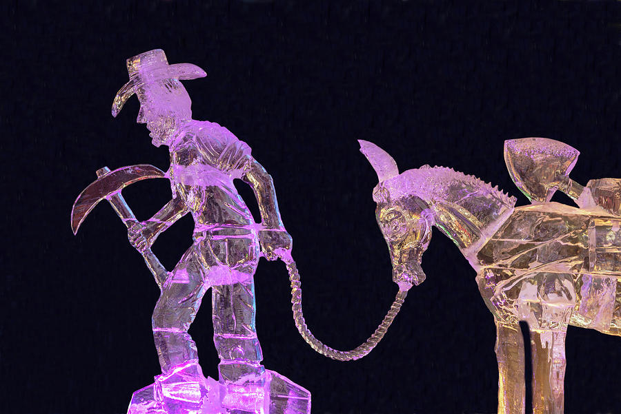 The Annual Ice Sculpting Festival In The Colorado Rockies, The Prospector And His Ass Photograph by Bijan Pirnia