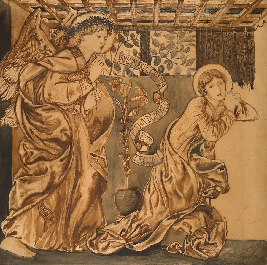 The Annunciation Drawing by Edward Burne-Jones