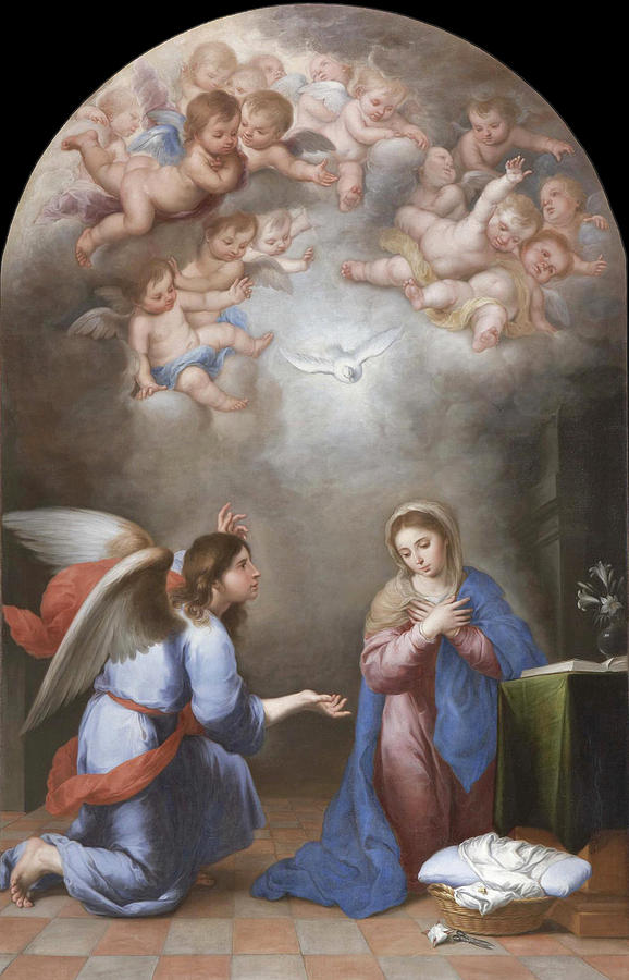 The Annunciation Painting by Juan Simon Gutierrez