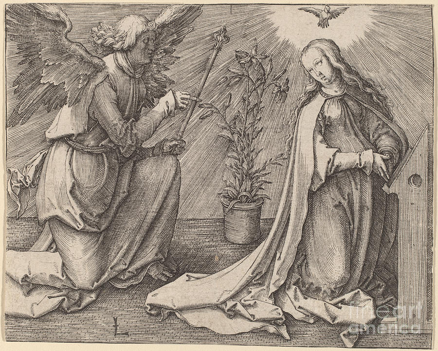 The Annunciation Drawing by Lucas Van Leyden
