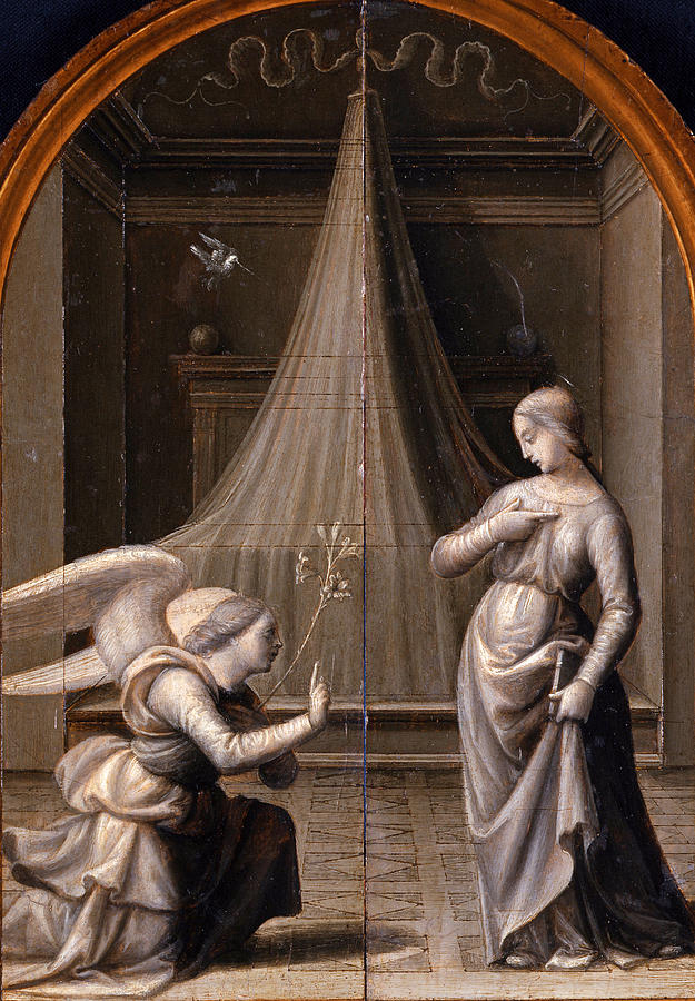 Madonna Painting - The Annunciation by Mariotto Albertinelli
