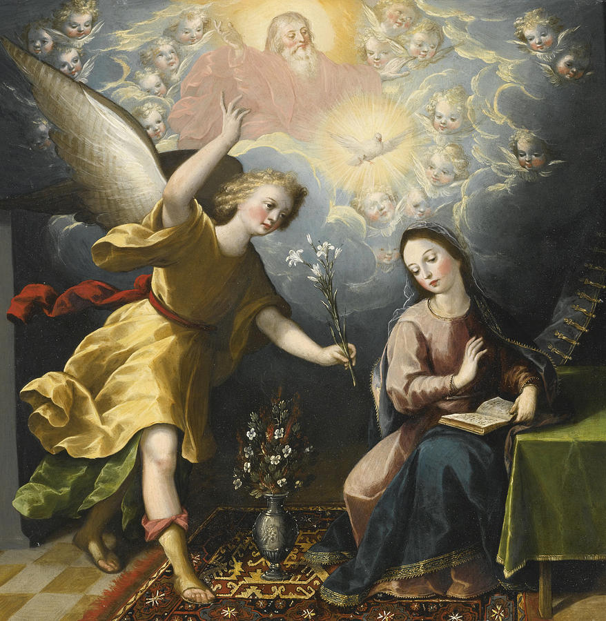The Annunciation Painting - The Annunciation by Mexican School
