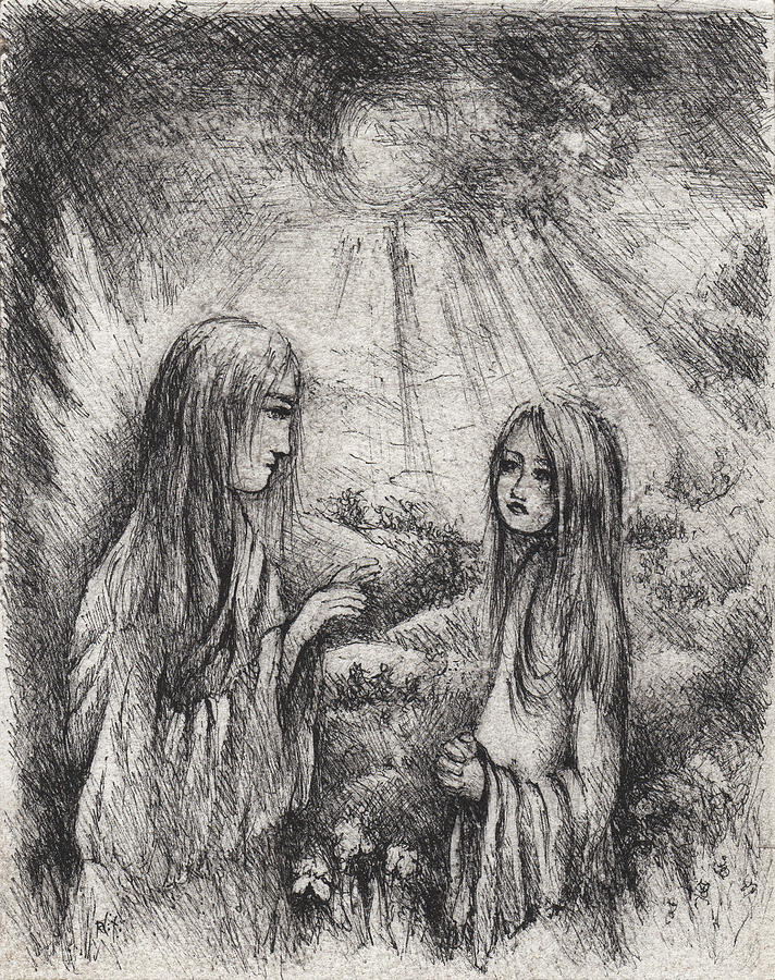 Annunciation Drawing - The Annunciation by William Russell Nowicki Annunciation Drawing - The Annunciation by William Russell Nowicki