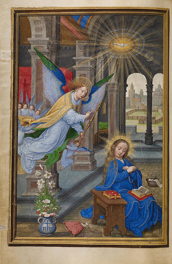 Madonna Painting - The Annunciation by Simon Bening