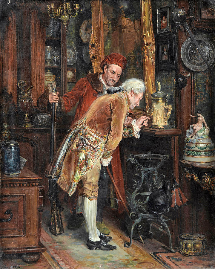 The Antique Connoisseur Painting by Francois-Adolphe Grison