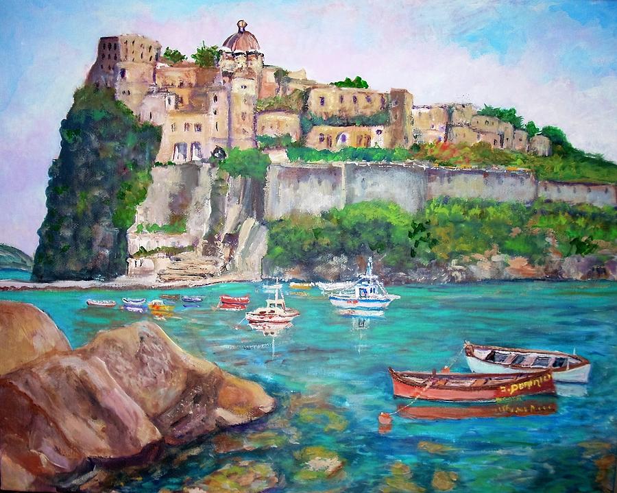Castle Painting - The Aragonese Castle by Teresa Dominici
