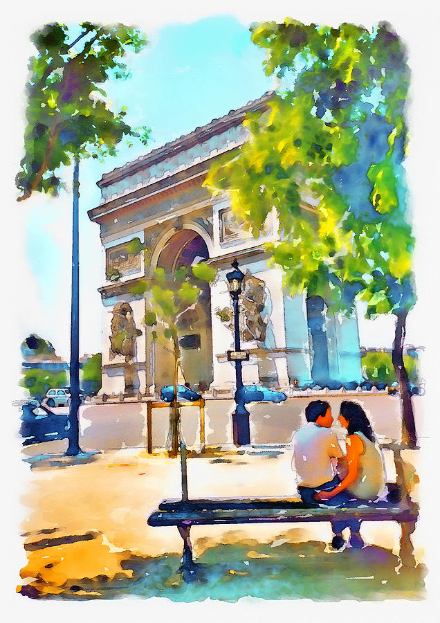 The Arc de Triomphe Paris Painting by Marian Voicu