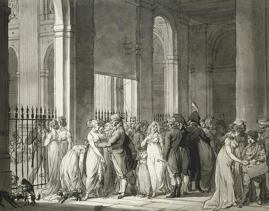 Paris Drawing - The Arcades at the Palais Royal by Louis Leopold Boilly