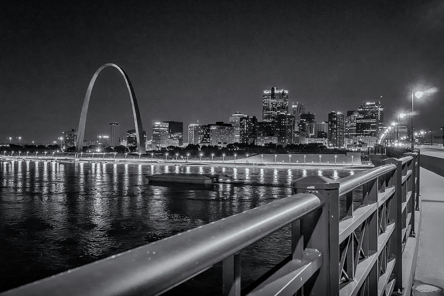 The Arch from Eads Bridge Black and White_DSC0195 Photograph by Greg Kluempers
