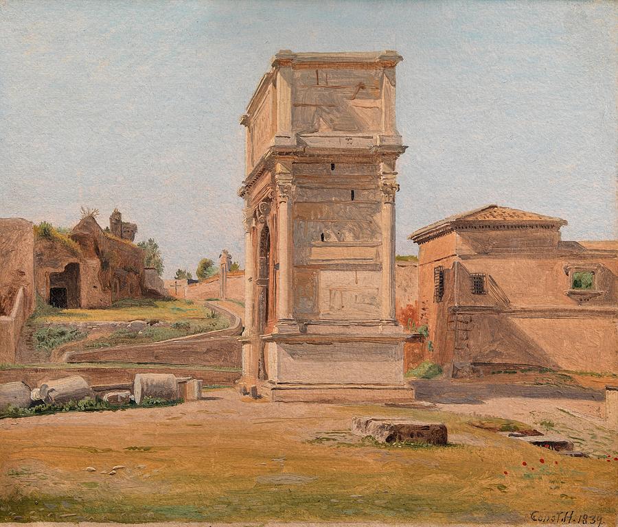The Arch of Titus in Rome by Constantin Hansen, 1839. Painting by Celestial Images