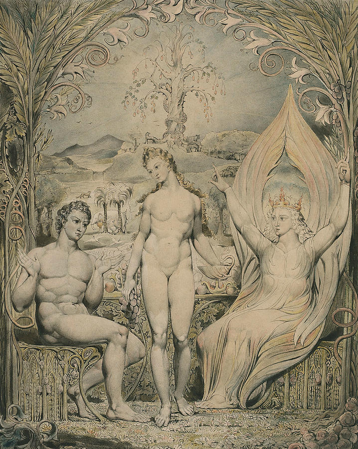The Archangel Raphael with Adam and Eve  Painting by William Blake
