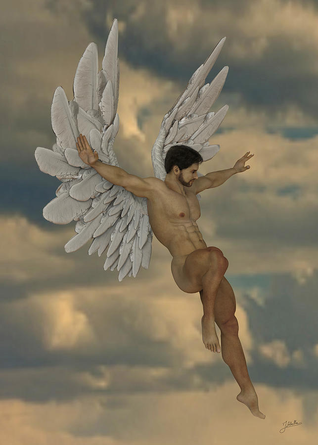 Nude Digital Art - The archangel Uriel by Joaquin Abella